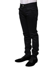 Dolce & Gabbana Black Cotton Skinny Mid Waist Pants