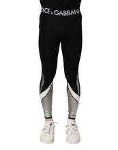 Dolce & Gabbana Black Silver Nylon Skinny Men Leggings Pants