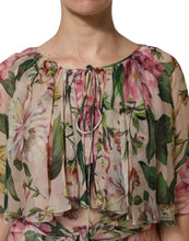 Dolce & Gabbana Pink Floral Print Tiered Long Maxi Dress