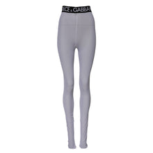 Dolce & Gabbana Gray Nylon DG Logo Mid Waisted Leggings Pants