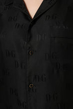 Dolce & Gabbana Black Silk DG Embroidery Long Sleeves Top
