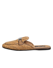 Dolce & Gabbana Beige Rattan Flat Mule Men Sandals Shoes