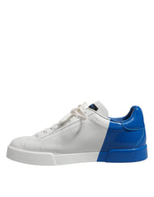 Dolce & Gabbana White Blue Low Top Leather Sneakers Shoes