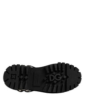 Dolce & Gabbana Black Leather Embellished Trekking Derby Shoes