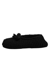 Dolce & Gabbana Black Wool Slip On Flats Ballerina Shoes
