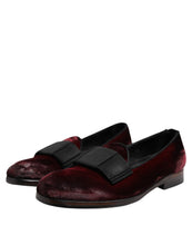 Dolce & Gabbana Red Velvet Men Slip On Loafers Dress Shoes