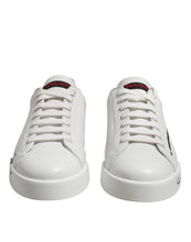 Dolce & Gabbana White Red Logo Low Top Leather Sneakers Shoes