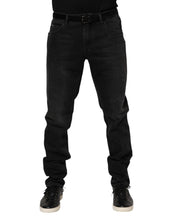 Dolce & Gabbana Black Cotton Logo Plaque Skinny Denim Jeans
