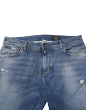 Dolce & Gabbana Blue Washed Cotton Logo Plaque Denim Jeans
