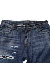 Dolce & Gabbana Blue Cotton Tattered Tapered Men Denim Jeans