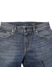 Dolce & Gabbana Blue Washed Skinny Logo Plaque Men Denim Jeans