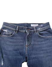 Dolce & Gabbana Blue Cotton Logo Plaque Skinny Men Denim Jeans
