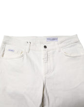 Dolce & Gabbana White Cotton Logo Plaque Slim Fit Denim Jeans