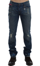 Blue Wash Paint Slim Fit Pants Jeans Costume National