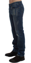 Blue Wash Paint Slim Fit Pants Jeans Costume National
