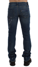 Blue Wash Paint Slim Fit Pants Jeans Costume National