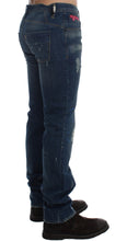 Blue Wash Paint Slim Fit Pants Jeans Costume National