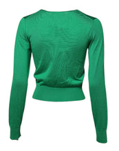 Dolce & Gabbana Green Floral Detailing Silk Pullover Sweater