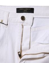 Dolce & Gabbana White Cotton High Waist Straight Denim Jeans