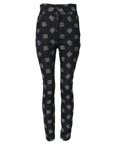 Dolce & Gabbana Black DG Logo High Waist Skinny Denim Jeans