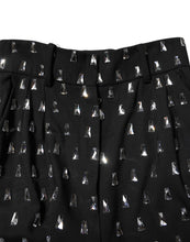 Dolce & Gabbana Black Crystal Embellished Wide Leg Pants