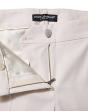 Dolce & Gabbana White Wool Mid Waist Tapered Trouser Pants