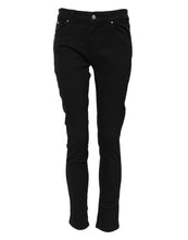 Dolce & Gabbana Black Cotton Logo Skinny Mid Waist Denim Jeans