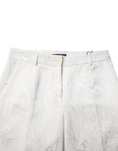 Dolce & Gabbana White Cotton Floral Jacquard Pants