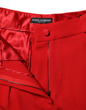 Dolce & Gabbana Red Viscose High Waist Tapered Pants