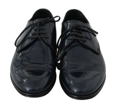 Blue Leather Dress Derby Formal Mens Shoes Dolce & Gabbana