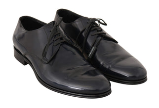 Blue Leather Dress Derby Formal Mens Shoes Dolce & Gabbana