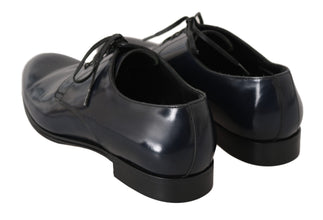 Blue Leather Dress Derby Formal Mens Shoes Dolce & Gabbana