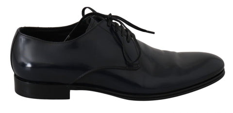 Blue Leather Dress Derby Formal Mens Shoes Dolce & Gabbana