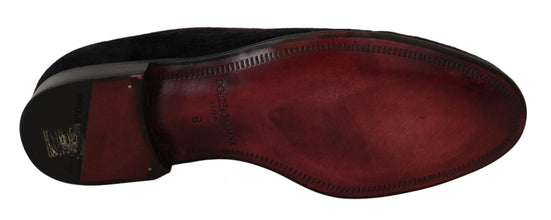 Loafers Black Velvet Gold Crown Dolce & Gabbana