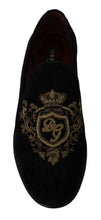 Loafers Black Velvet Gold Crown Dolce & Gabbana