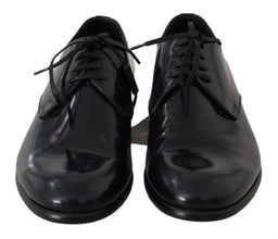 Blue Leather Polished Dress Derby Shoes Dolce & Gabbana