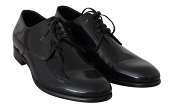 Blue Leather Polished Dress Derby Shoes Dolce & Gabbana
