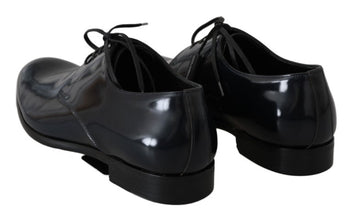 Blue Leather Polished Dress Derby Shoes Dolce & Gabbana