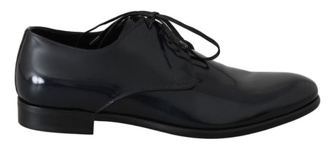 Blue Leather Polished Dress Derby Shoes Dolce & Gabbana