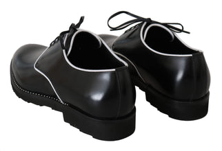 Black Leather White Line Dress Derby Shoes Dolce & Gabbana