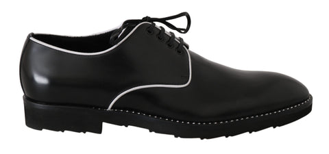 Black Leather White Line Dress Derby Shoes Dolce & Gabbana