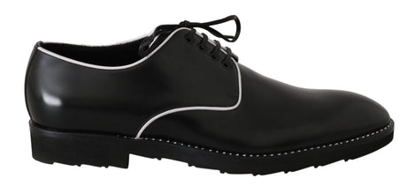Black Leather White Line Dress Derby Shoes Dolce & Gabbana