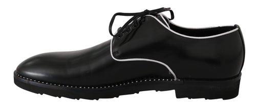 Black Leather White Line Dress Derby Shoes Dolce & Gabbana