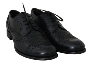Dark Blue Leather Wingtip Oxford Dress Shoes Dolce & Gabbana