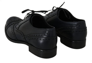 Dark Blue Leather Wingtip Oxford Dress Shoes Dolce & Gabbana