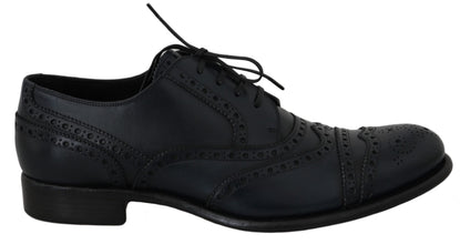 Dark Blue Leather Wingtip Oxford Dress Shoes Dolce & Gabbana