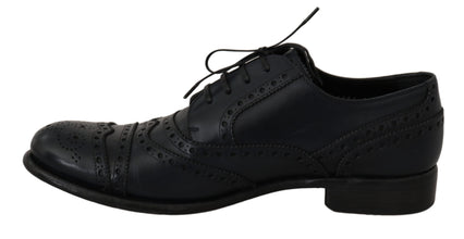 Dark Blue Leather Wingtip Oxford Dress Shoes Dolce & Gabbana