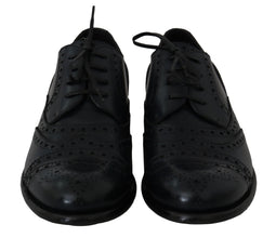 Dark Blue Leather Wingtip Oxford Dress Shoes Dolce & Gabbana
