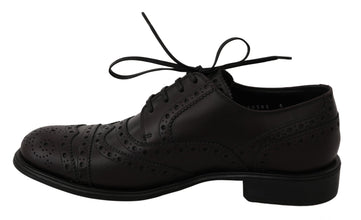 Black Leather Wingtip Oxford Dress  Shoes Dolce & Gabbana
