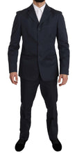 Two Piece 3 Button Cotton Blue Solid Suit Romeo Gigli